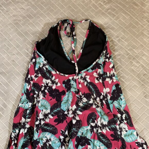 NBD Womens XS Dress Short Mini Halter Tunic Top Lined Pink Floral Palm Print - Picture 11 of 11